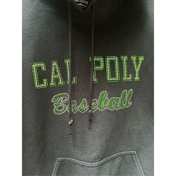 CAL POLY UNIVERSITY BASEBALL NAVY BLUE BLING RHINESTONES SPELLOUT HOODIE SWEATSH - Picture 8 of 17